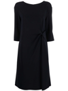 Emporio Armani Gathered-detail Midi Dress In Blau