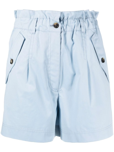 Kenzo Paperbag Waist Embroidered Logo Shorts In Light Blue