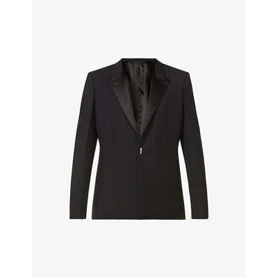 Givenchy Mens Black Single-breasted Hooked Wool-mohair Blend Blazer 40 In Nero