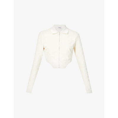 Ambush Monogram-pattern Asymmetric Cropped Jacket In White