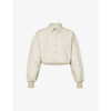 Alexander Mcqueen Cropped Spread-collar Cotton-poplin Shirt In Stone