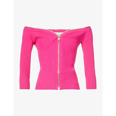 Alexander Mcqueen Slim-fit Ribbed Stretch-knit Top In Pink