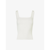 Vince Square-neck Ribbed Stretch-knit Top In Off White-101owt