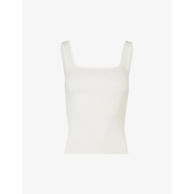 Vince Square-neck Ribbed Stretch-knit Top In Off White-101owt