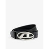 Diesel Black Belt With Oval D Logo Buckle Closure In Leather Man In Black
