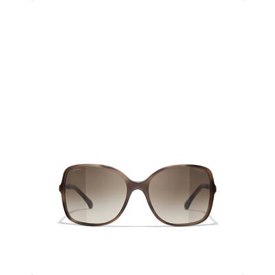 Pre-owned Chanel Womens Brown Square Sunglasses