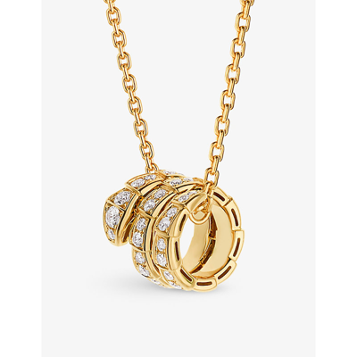 Bvlgari Womens Serpenti Viper 18ct Yellow-gold And 0.63ct Round-cut Diamond Pendant Necklace In Yellow Gold