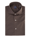 Fedeli Man Brown Lightweight Cotton Shirt In Marrone