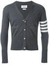 Thom Browne Cashmere Cardigan With Grosgrain Ribbon Trim In Grey