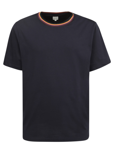 Paul Smith Striped Logo-print T-shirt In Blue