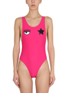 Chiara Ferragni Eye Star Bikini One Piece Swimsuit In Fucsia