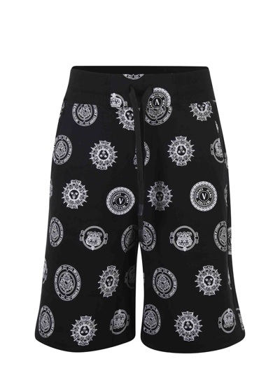 Versace Jeans Couture Emblem-print Track Shorts In Black