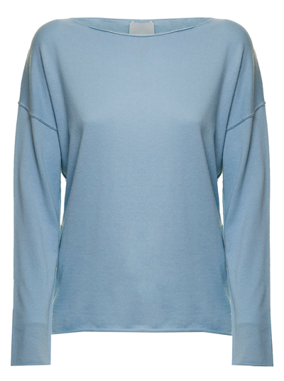 Allude Woman's Cotton And Cashmere Sugar Pape Color Sweater In Blu