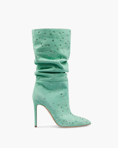 Paris Texas Holly High Heels Ankle Boots In Green Suede
