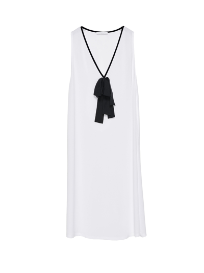 Fabiana Filippi Bow-detail V-neck Long Top In White