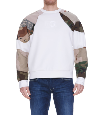 Dolce & Gabbana Logo Patched Paneled Rib Sweater In S9000