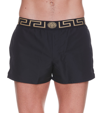 Versace Swim Shorts Featuring Greek Border In Black
