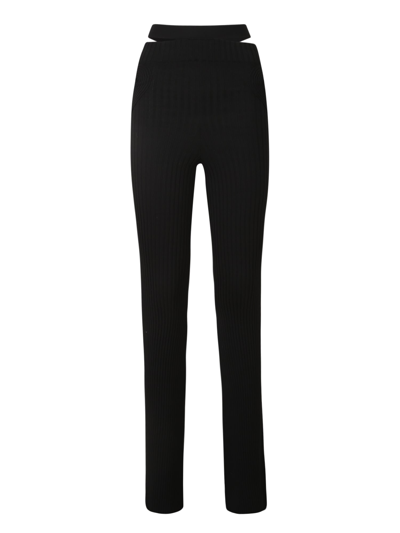 Andrea Adamo Ribbed Knit Slim Trousers In Black