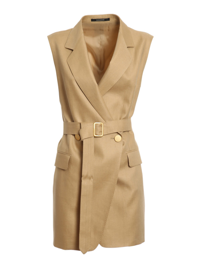 Tagliatore Harmony Long Vest In Beige