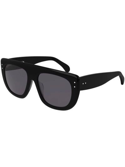 Alaïa Rectangle Acetate Sunglasses In Black Black Grey