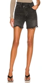 Agolde Black Denim Criss Cross Upsized Shorts In Black