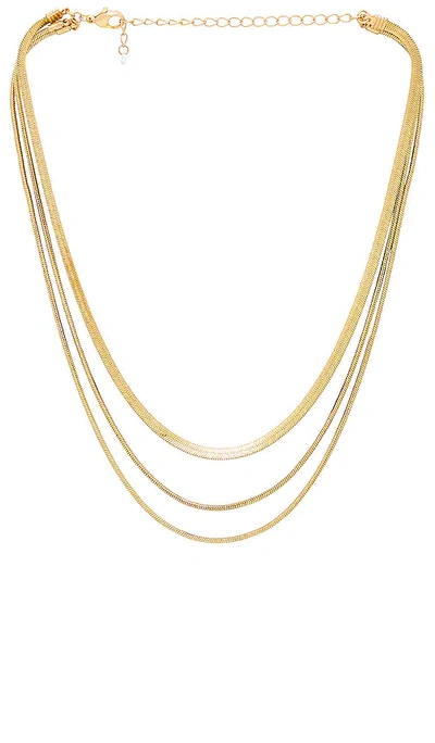 8 Other Reasons Layered Herringbone Necklace In Metallic Gold