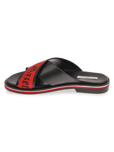 John Galliano Men's Logo Leather Sandals In Red