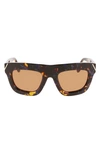 Victoria Beckham 51mm Sculptural Square Sunglasses In Havana Blue