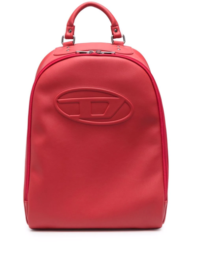 Diesel Embossed-logo Backpack In Red