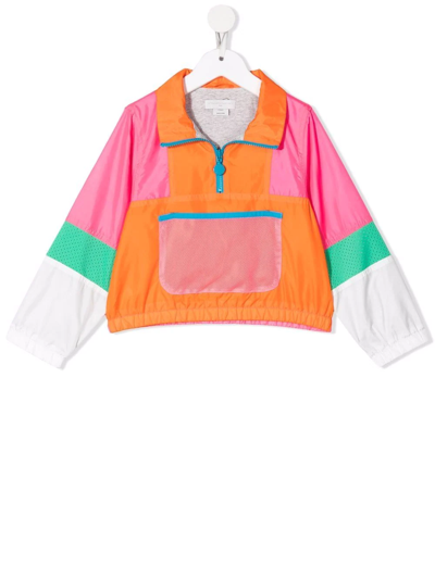 Stella Mccartney Kids' Colour-block Half-zip Jacket In Pink