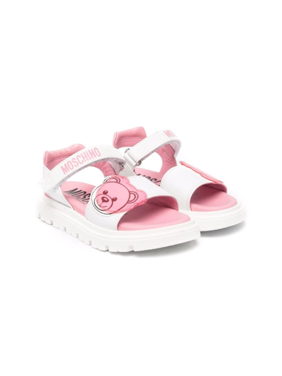 Moschino Kids' Side Toy-bear Patch Sandals In White