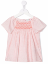 Bonpoint Kids' Liberty Print Smocked Cotton Voile Top In White