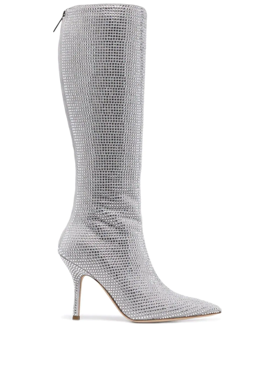Paris Texas Holly Crystal-embellished Boots In Silver Diamond