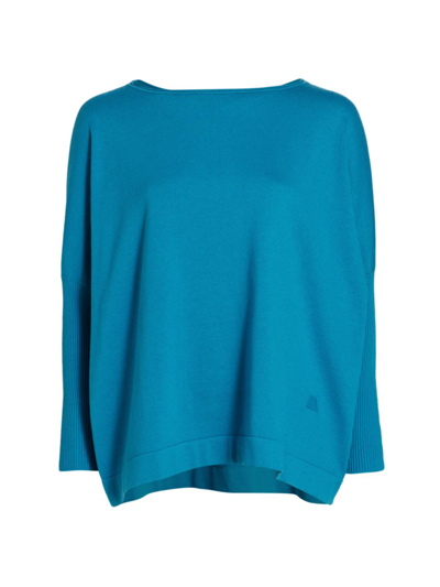 Akris Oversized Boat-neck Cashmere Sweater In Alpsee Blue