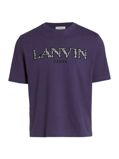 Lanvin Mens Curb Logo Appliqu D Cotton T-shirt Purple