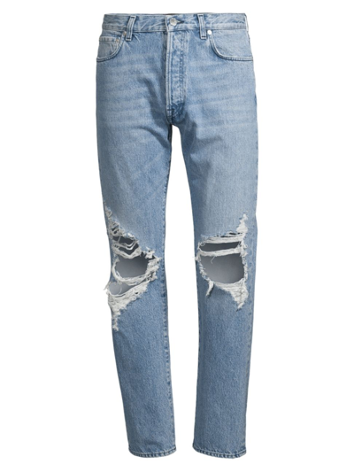 Blk Dnm Distressed Slim-fit Straight-leg Jeans In Trinity Blue Ripped
