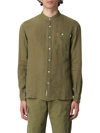 Woolrich Band Collar Button-up Shirt In Green