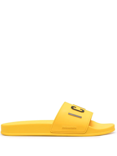 Dsquared2 Icon Logo平底拖鞋 In Yellow