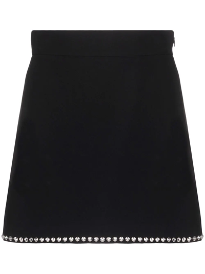 Miu Miu Embellished High-waist Crepe Mini Skirt In Black