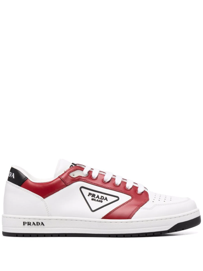 Prada District Low-top Leather Trainers In White