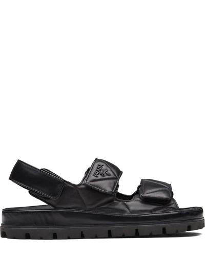 Prada Logo-strap Chunky Sandals In Nero