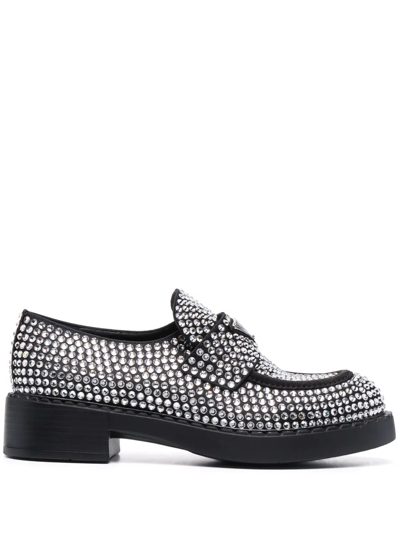 Prada Crystal-embellished Loafers In Nocolor