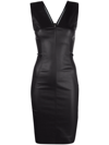 Rick Owens Matte V-neck Fitted Dress In Black