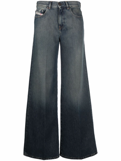 Diesel 1978 High-waisted Flared Jeans In Blau