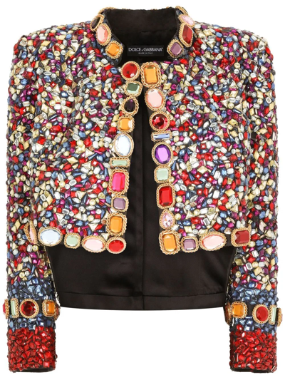 Dolce & Gabbana Mikado Evening Jacket With Embroidery In Multicolor
