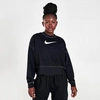 Nike Women's  Sportswear Swoosh Cropped Crew Sweatshirt In Black/black/white