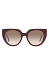 Prada 52mm Cat Eye Sunglasses In Garnet/ Clear Gradient Brown