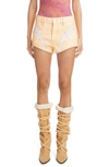 Isabel Marant Neida Quilted Panel Denim Shorts In Yellow