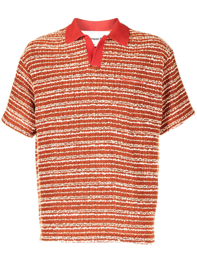 Andersson Bell Knitted Polo Shirt In Orange