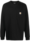 Carhartt Wip Mens Black Pocket Brand-patch Cotton-jersey Sweatshirt In Schwarz